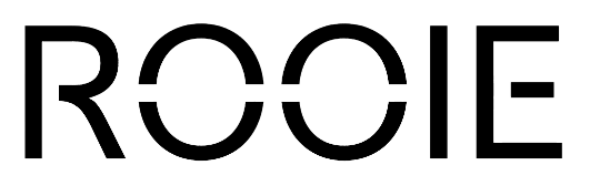 logo for rooie design company - rooie text with lines cut out to make it laser cutable